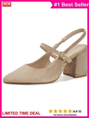 Pointed Toe Slingback Mary Jane Pumps 3-Inch Block Heel